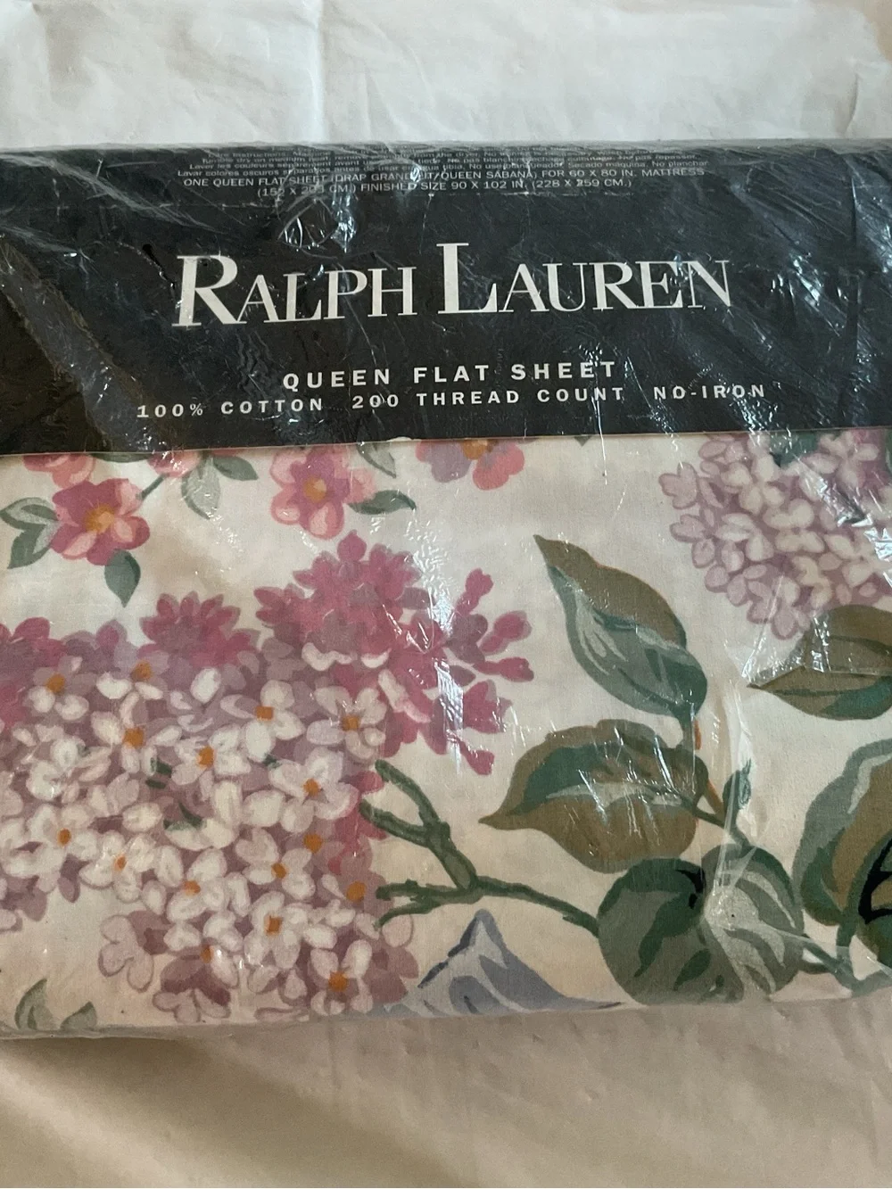 RALPH LAUREN ALLISON FLORAL Queen FLAT SHEET - Vintage, USA, New Package